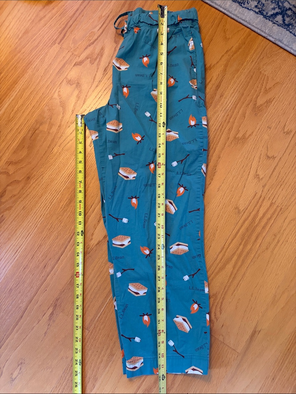 L.L. Bean cotton pajama pants size medium petite s’mores teal loungewear - Picture 6 of 9